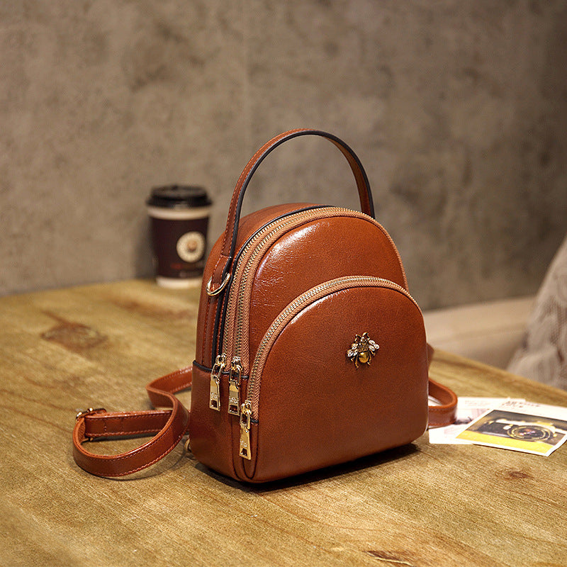 Oil Wax Leather Bag | Women's Leather Backpack | Elysian Elegance