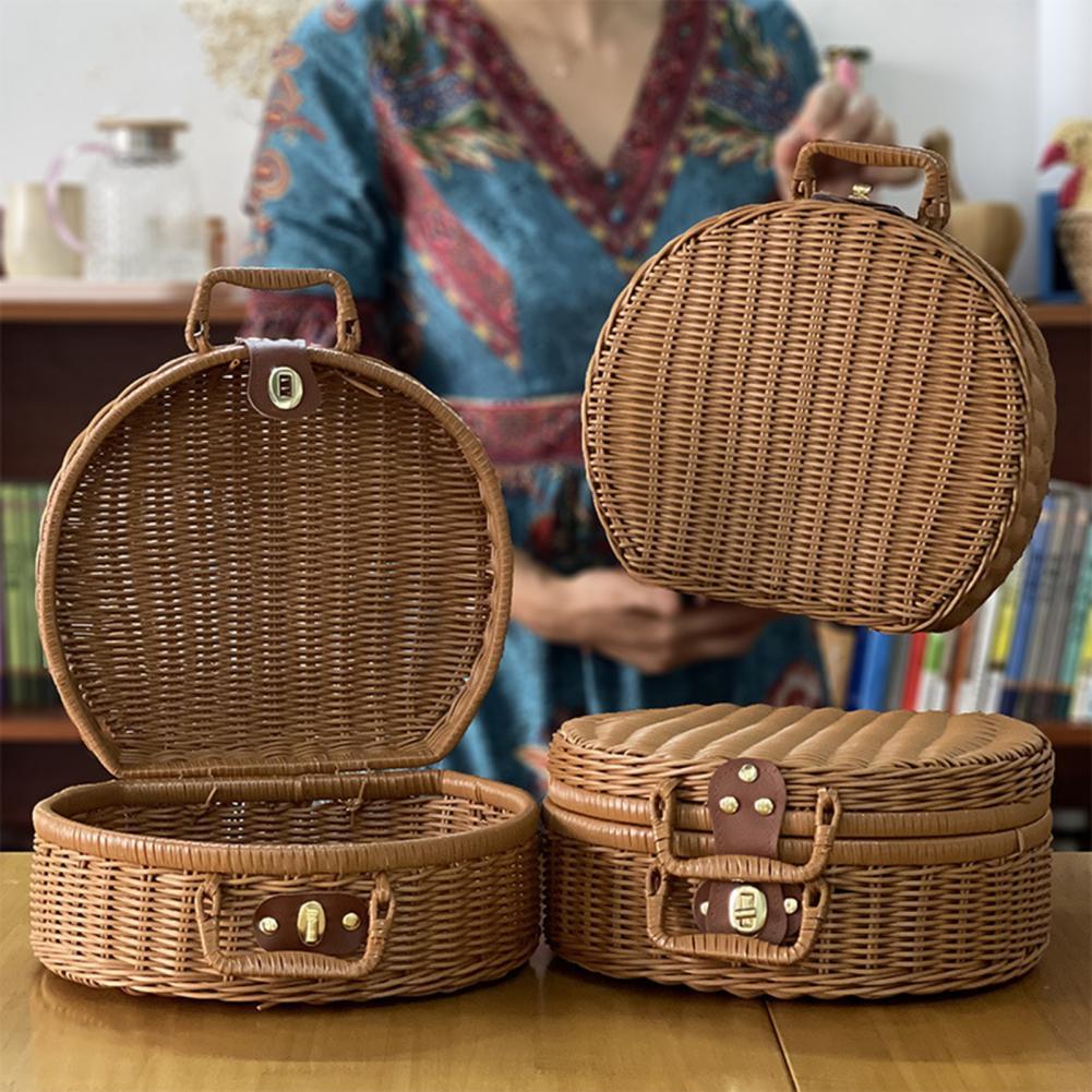 Woven Rattan Suitcase