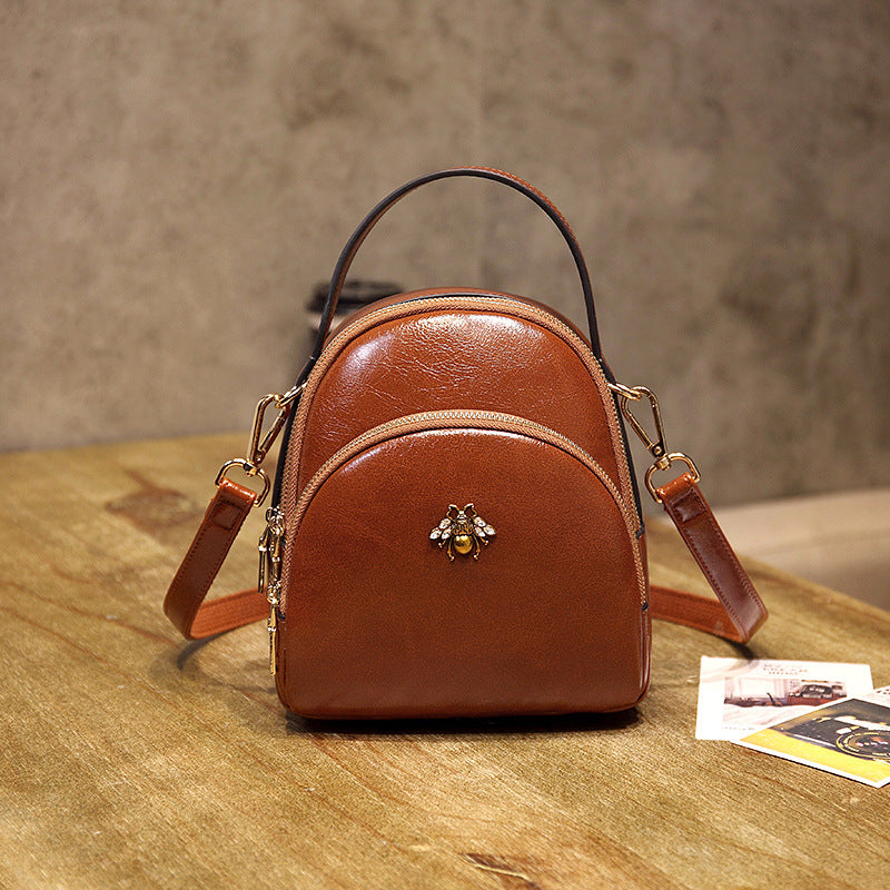 Oil Wax Leather Bag | Women's Leather Backpack | Elysian Elegance