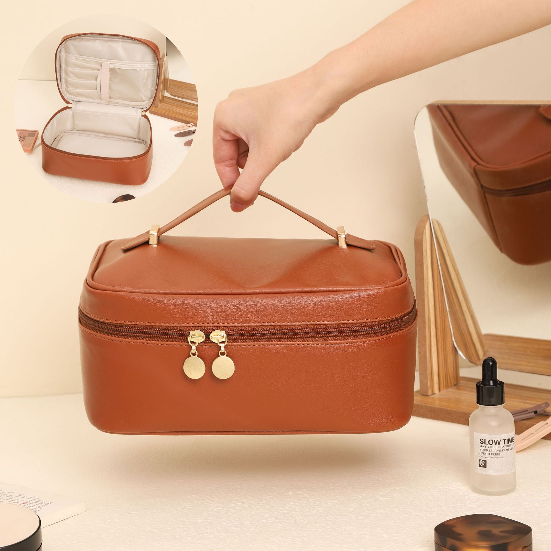 Handle-top Cosmetic Bag